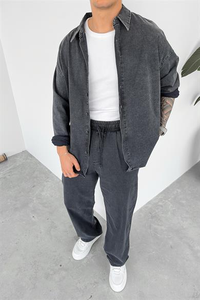 Füme Acid Wash Oversize Gömlek