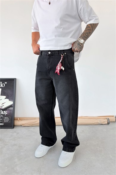 Füme Aksesuar Detaylı Çımalı Baggy Pantolon