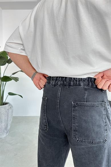 Füme Bel Lastik Detay Regular Pantolon