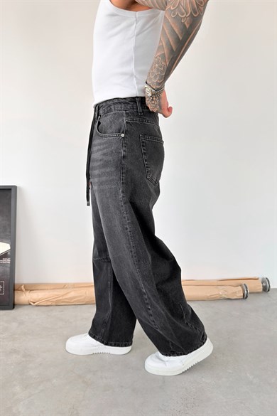 Füme Beli İpli Süper Baggy Fit Pantolon