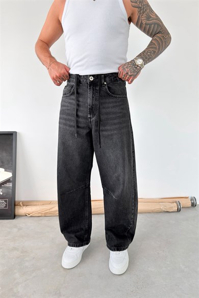 Füme Beli İpli Süper Baggy Fit Pantolon