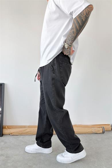 Füme Beli Lastikli Baggy Pantolon