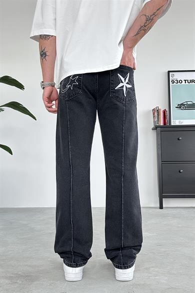 Füme Çımalı Crtz Nakış Detay Baggy Pantolon