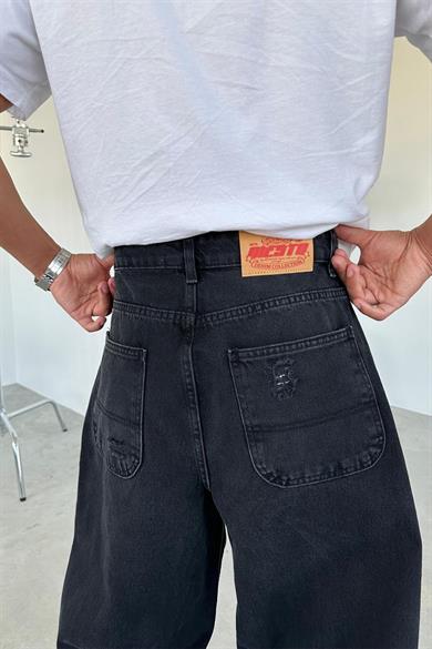Füme Dizi Yırtık Ekstra Bol Baggy Pantolon