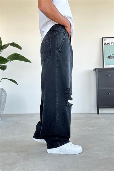 Füme Dizi Yırtık Ekstra Bol Baggy Pantolon