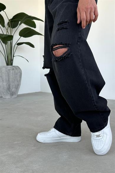 Füme Dizi Yırtık Ekstra Bol Premium Baggy Pantolon