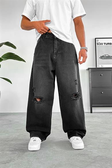 Füme Dizi Yırtık Ekstra Bol Premium Baggy Pantolon