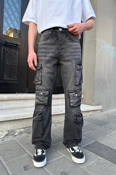 Füme Dokulu  Full Cepli Kargo B1 GD Baggy Pantolon