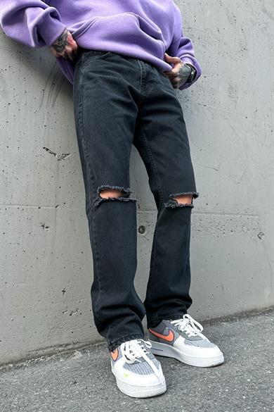Füme Füme Dizi Yırtık Baggy Pantolon