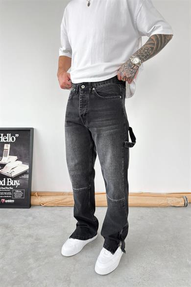 Füme Paça Fermuar Detay Baggy Pantolon