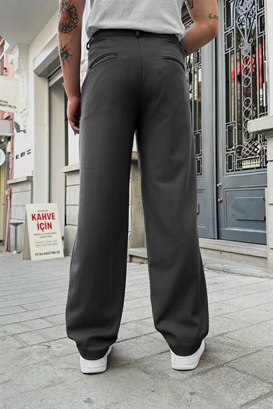 Füme Pileli Basic Kumaş DAD Baggy Pantolon