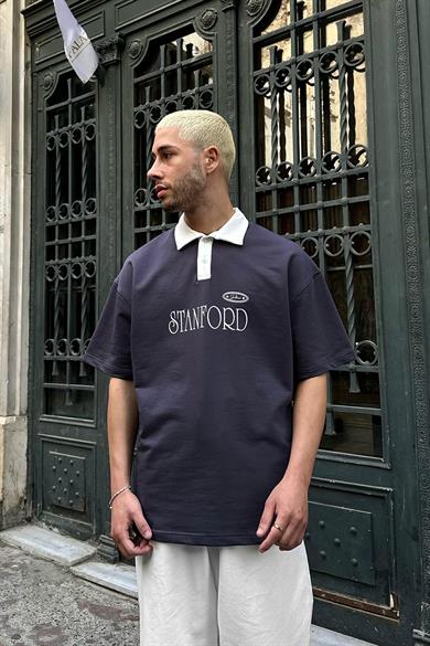 Füme Polo Yaka Stanford DL Oversize Tişört