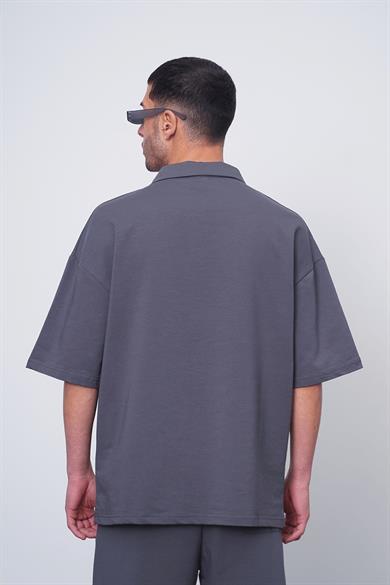 Füme Siyah Tokyo EE Oversize Polo Yaka