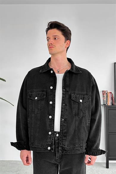 Füme Tasarım Cepli Oversize Kot Ceket