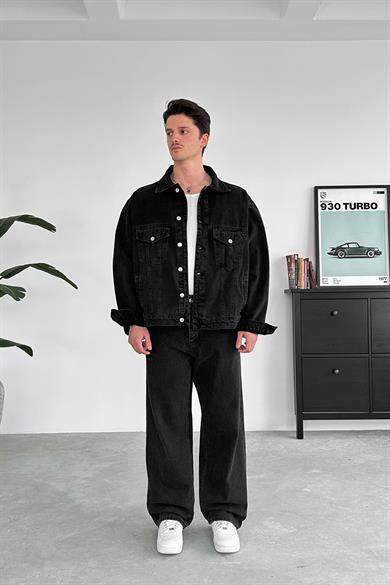 Füme Tasarım Cepli Oversize Kot Ceket