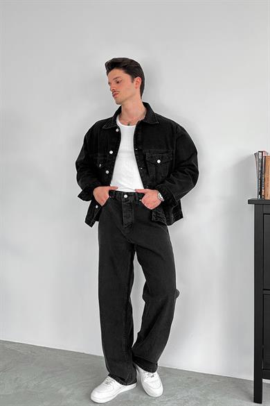 Füme Tasarım Cepli Oversize Kot Ceket