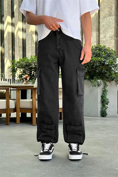 Füme Tasarım Çift Cepli R5 DL Paçası Ayarlanabilir Baggy Pantolon