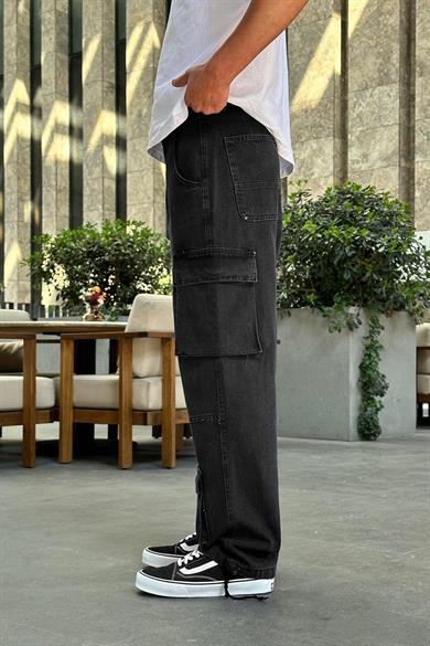 Füme Tasarım Çift Cepli R5 DL Paçası Ayarlanabilir Baggy Pantolon
