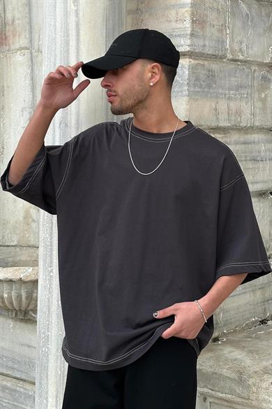Füme Ters Dikiş Z9 BS Boxy Fit Oversize Tişört