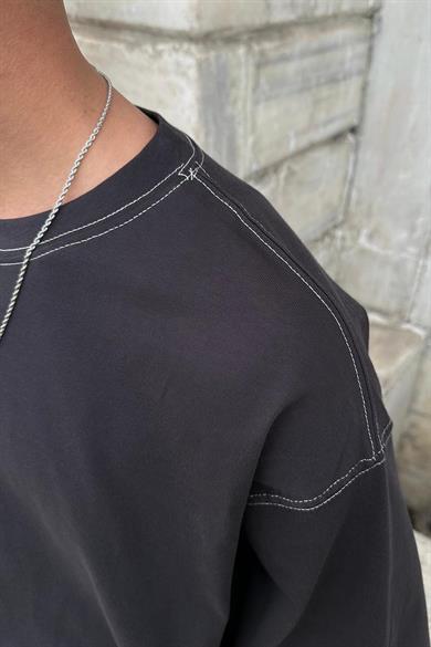 Füme Ters Dikiş Z9 BS Boxy Fit Oversize Tişört