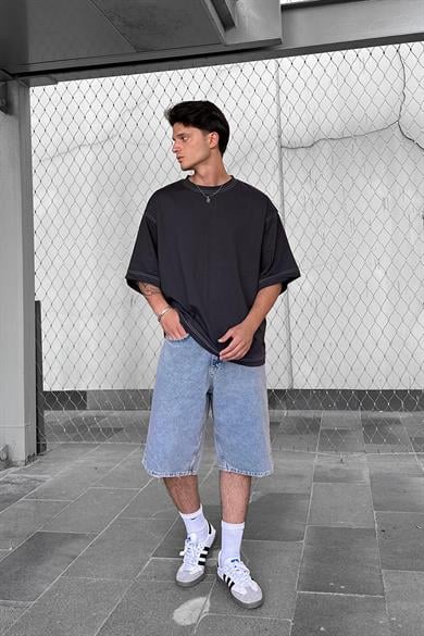 Füme Ters Dikiş Z9 BS Boxy Fit Oversize Tişört