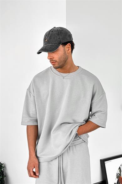 Gri 350GSM OUTPLENTY PREMİUM Basic Oversize Tişört