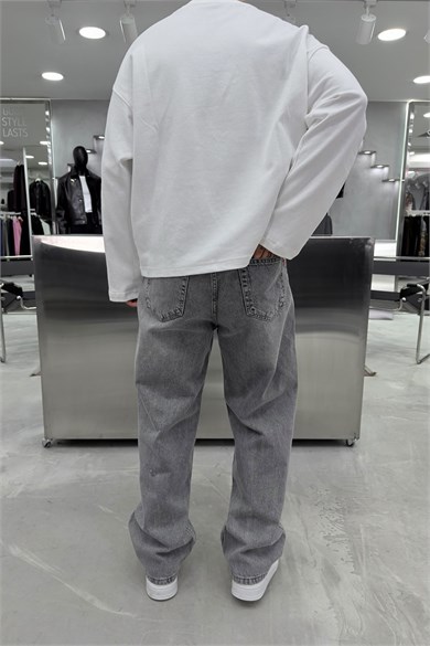 Gri Basic Baggy Pantolon