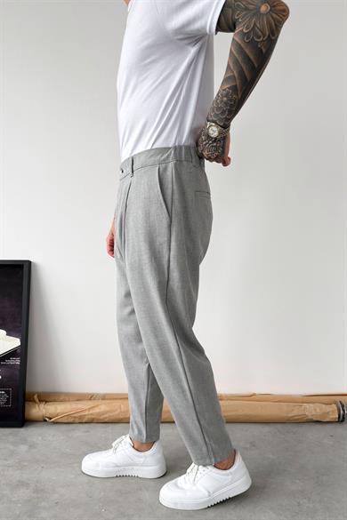 Gri Basic Boyfriend Kumaş Pantolon