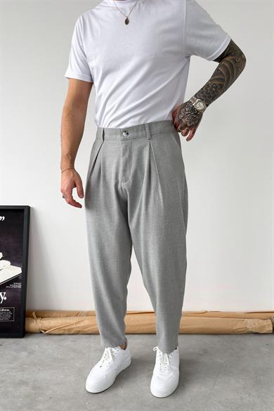 Gri Basic Boyfriend Kumaş Pantolon