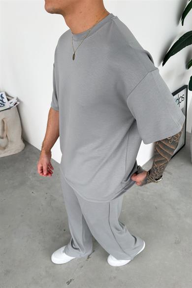Gri Basic Oysh Kumaş Oversize Tişört
