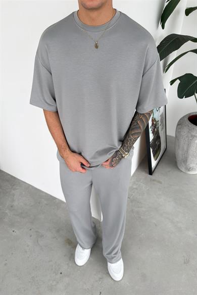 Gri Basic Oysh Kumaş Oversize Tişört