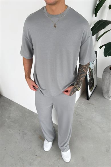 Gri Basic Oysh Kumaş Oversize Tişört