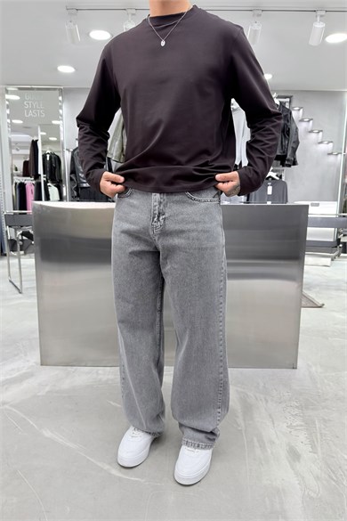 Gri Basic Premium Baggy Pantolon