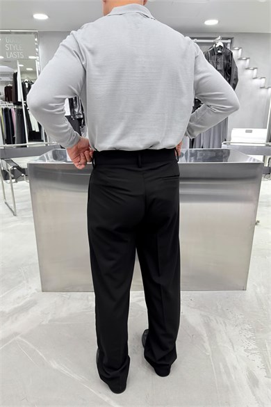 Gri Basic Premium Oversize Polo Yaka Tişört