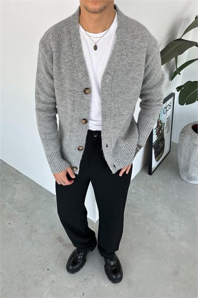 Gri Basic Soft Relaxed Hırka