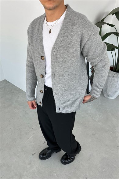Gri Basic Soft Relaxed Hırka