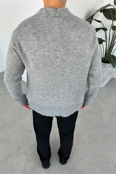 Gri Basic Soft Relaxed Hırka