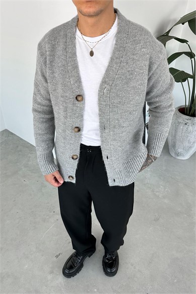 Gri Basic Soft Relaxed Hırka