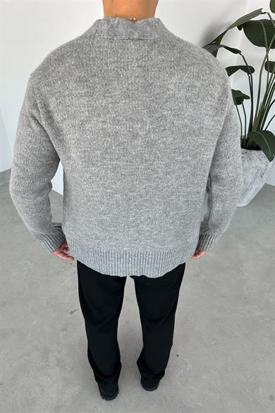 Gri Basic Soft Relaxed Hırka