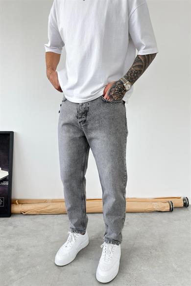 Gri Basic Yırtıklı Boyfriend Pantolon