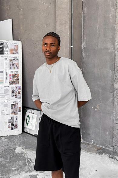 Gri Cozy Basic Oversize Tişört