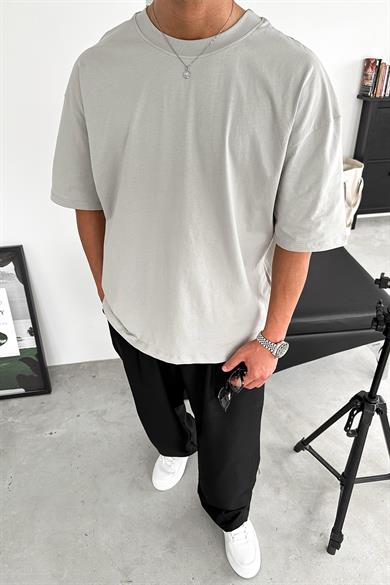 Gri Cozy Basic Oversize Tişört