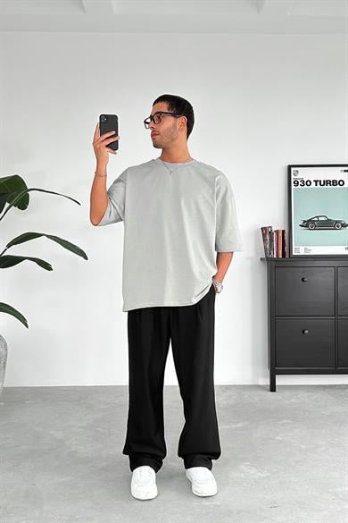 Gri Cozy Basic Oversize Tişört