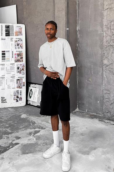 Gri Cozy Basic Oversize Tişört
