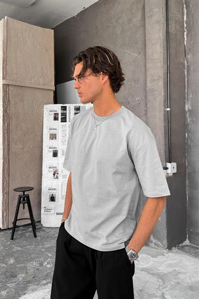 Gri Cozy Basic Oversize Tişört