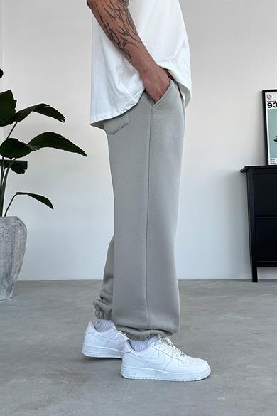 Gri Cozy Basic Paça Lastik Oversize Eşofman