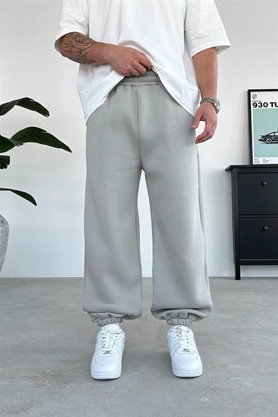 Gri Cozy Basic Paça Lastik Oversize Eşofman
