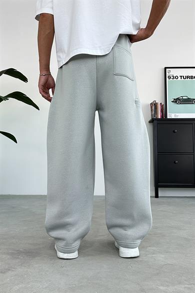 Gri Cozy Basic Pileli Baggy Eşofman