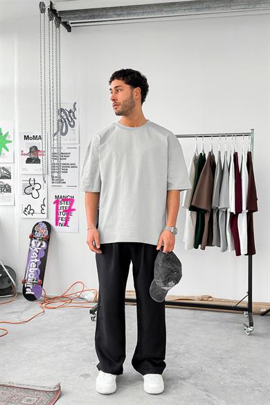 Gri Cozy Basic Soft Oversize Tişört