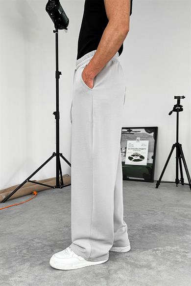 Gri Dokulu Basic Baggy Pantolon